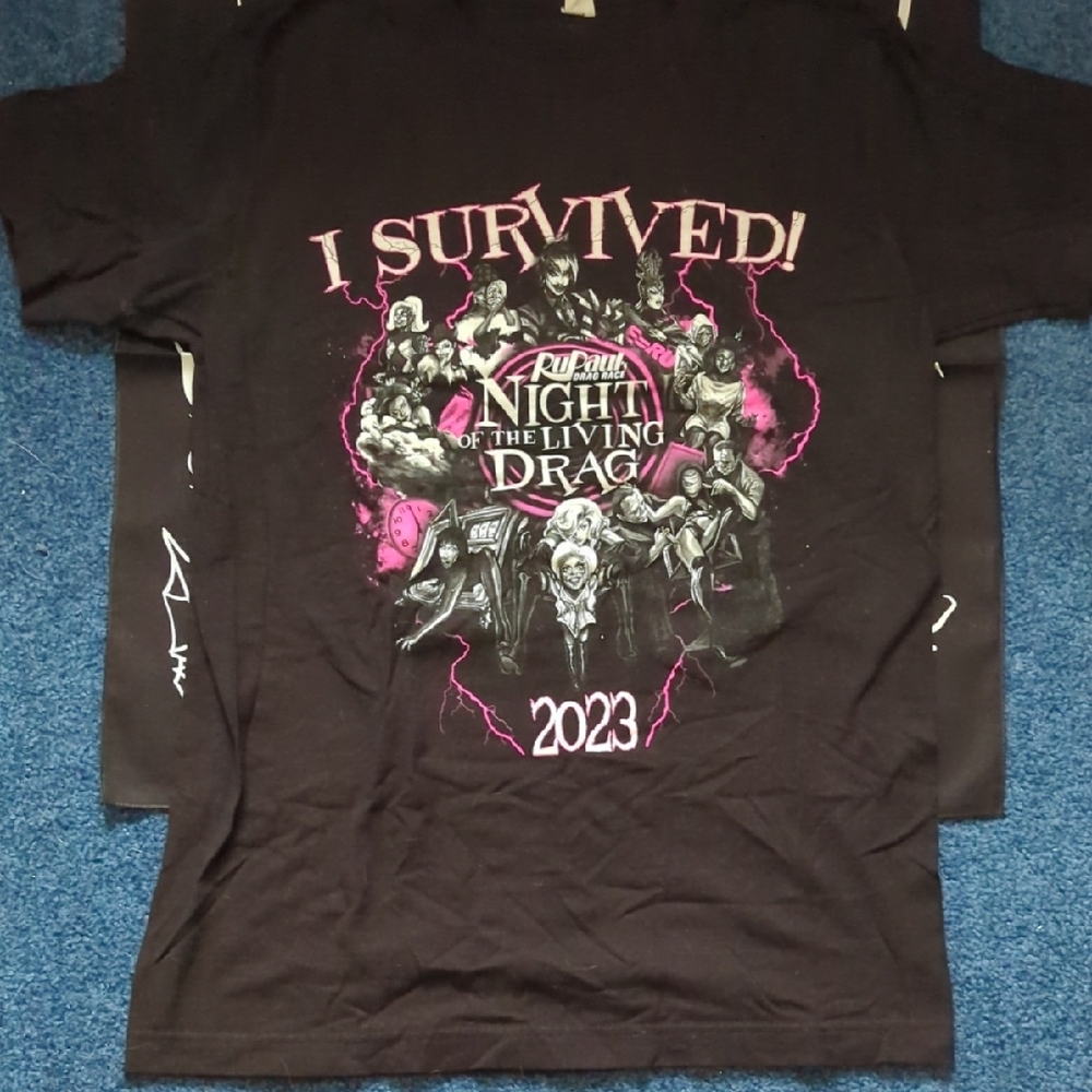 Black Graphic T-Shirt with Pink Accents